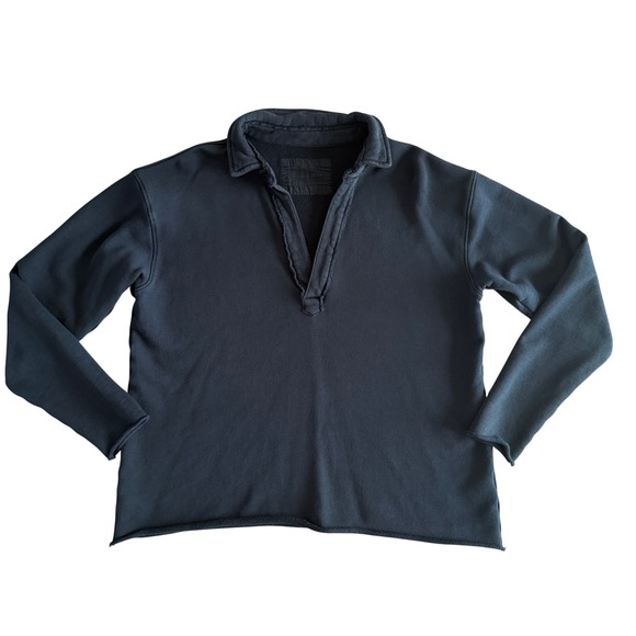 Frank & Eileen Tops - Frank & Eileen Tee Lab Navy Cotton Raw Hem V-Neck Sweatshirt LAB510TF Size S